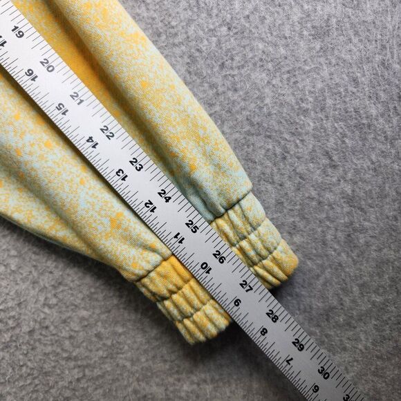 Adidas Hoodie Womens M Yellow Spray Paint Full Zip Trefoil Terry Ribbed Boxy - Picture 14 of 15